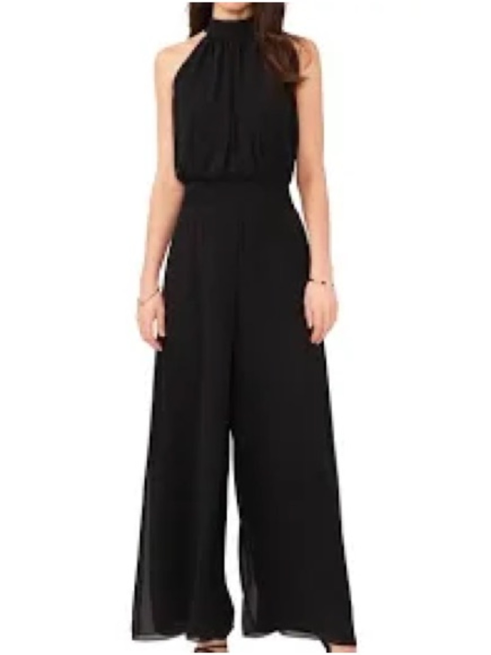 Vince Camuto Chiffon Halter-Neck Wide-Leg Jumpsuit